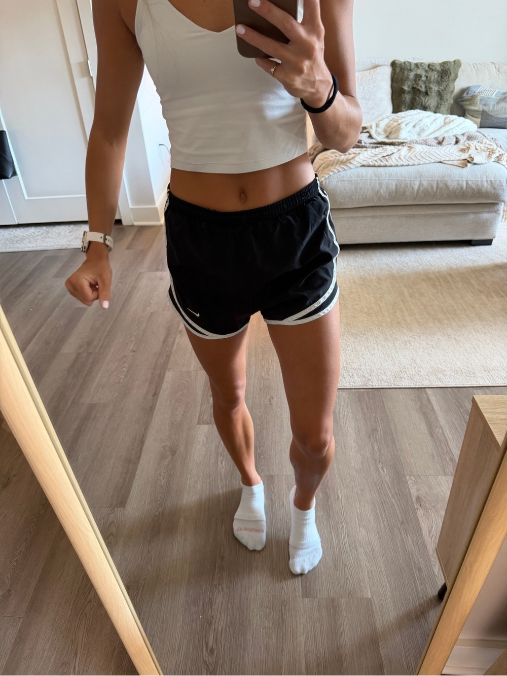 Nike Black Women’s Athletic Shorts with White Trim